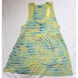 Women's Babydoll Cami Tank Top Large Stripe Fairy Boho Festival Y2K